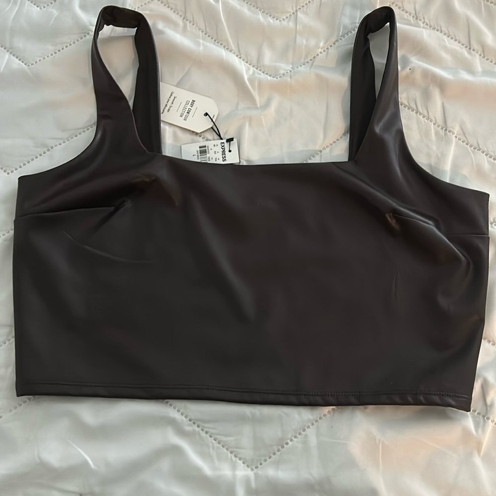 NWT Express Faux Leather Body Contour Crop